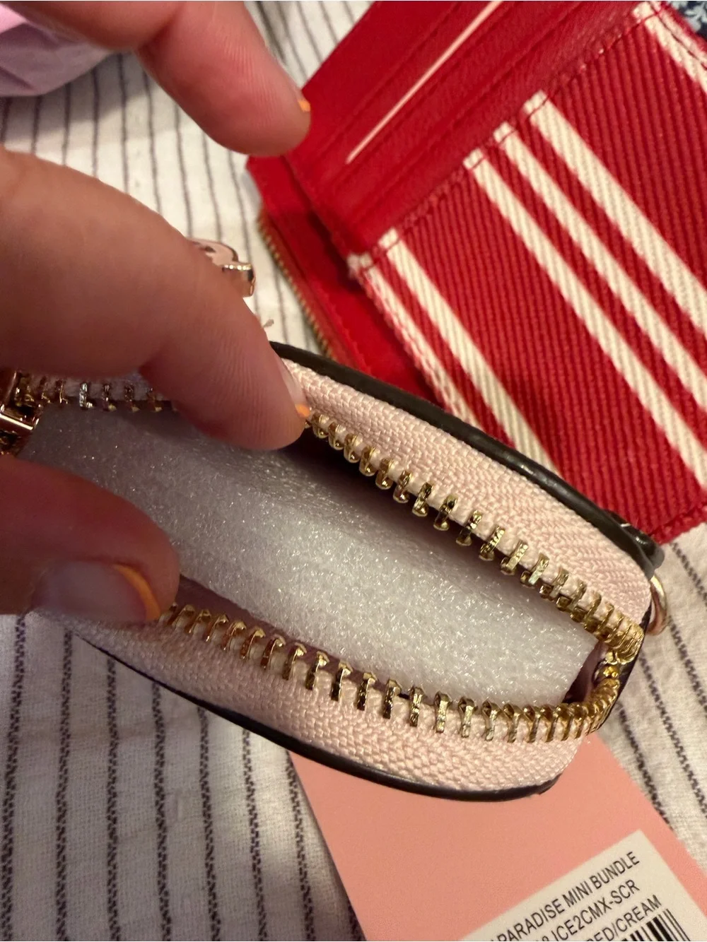 Juicy Couture  Strawberry Charm Zip Case and Red Striped Logo wallet. EXCLUSIVE